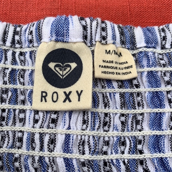 Ruched Sweetheart Neckline Southwest Stripe Cotton Chambray Strapless Mini Dress - Picture 4 of 9